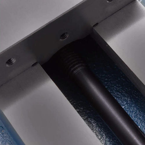 Close-up view of a threaded component inside a Badass Heavy Duty Workbench Vise With Lockdown Precision Clamping.