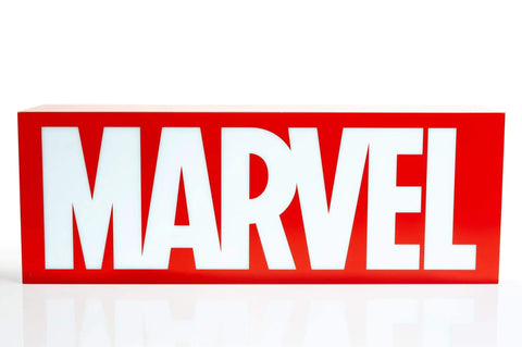 Epic 17-Inch Comics Logo Light Box USB Powered LED Mood Light for Fans, featuring Marvel logo in red on a white background.