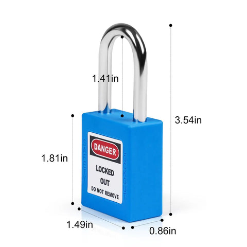 Blue LOTO Locks Set Five Pack With Keyed Different Locks, Two Keys Per Lock, OSHA Compliant Safety Padlocks single lock image