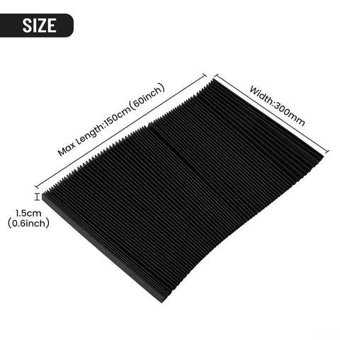Foldable Accordion Bellows Cover for Milling Machines, Rubber Protective Guard Shield, 1.5m Length by 0.3m Width displayed flat