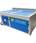 Metal Working Downdraft Dust Collector Vacuum With Side Suction Plate For Welding And Grinding 2 Dust Removal Drums Heavy Duty Workbench Dust Extraction System 3KW 220V Industrial Grade Cleanup For Metalworking Shop, blue steel table
