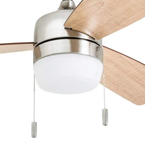 Barcadero Modern 44 Inch Ceiling Fan With Light LED Pull Chain 3 Blades In Maple And Brushed Nickel Finish, close view
