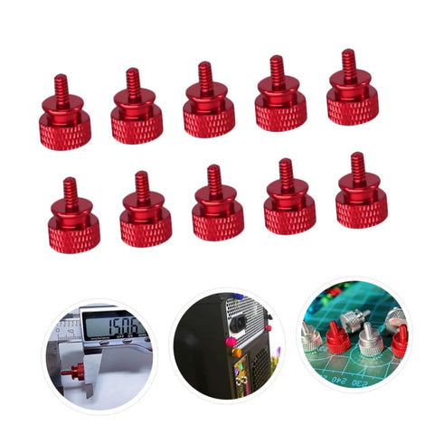 Red Aluminum Alloy Computer Case Thumbscrews 10 Pack, Knurled DIY Replacement Screws for PC Chassis PCI Slot and Motherboard Accessories