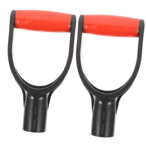 Replacement Shovel Handle With D Shaped Grip For Gardening Spade In Durable Plastic Construction Pack Of 2 with red grips