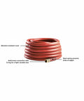 Heavy Duty Three Quarter Inch Water Hose 100 Foot, Workhorse Rubber and Vinyl with Rugged Red Cover, coil view