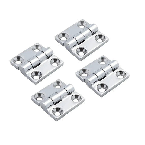 Four Hole Butt Hinge In 316 Stainless Steel Heavy Duty With Four Mounting Holes 38mm And 50mm Sizes Mirror Polished Finish