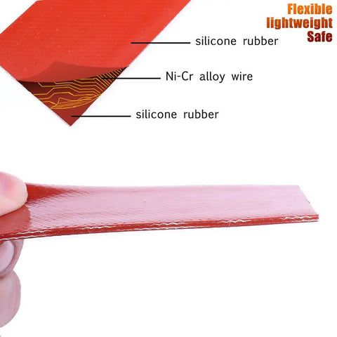 Cross-section of 4 Pack Silicone Heating Elements For Electronics 12V 25W Rubber Heater Pads showing layers and materials.