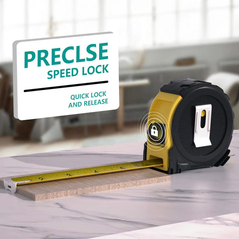 25 Foot Tape Measure Self Locking With Rubber Covered Case Pro Grade Heavy Duty Measuring Tape In Inches And Metric