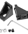 Black Aluminum Extrusion Profile Connector Kit For 20S 2020 Series with corner brackets, T-slot nuts, screws, and wrench.