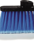 Dual Angle Light Industrial Broom Head With Four Inch Blue Synthetic Bristles To Kick Serious Dust And Reach Tricky Corners Smoothly For Quick Cleanup On Busy Commercial Floors Today.
