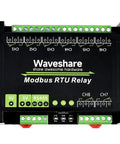 Rugged Modbus RTU 8 Channel Relay Module With RS485 Interface And ABS Enclosure, front view showing connection ports and labels.