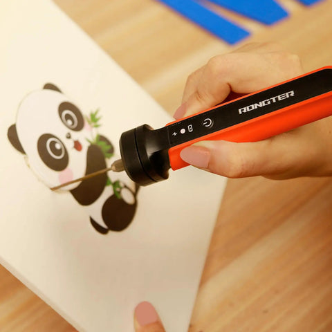 Rongter Fast Heating Electric Hot Wire Foam Cutter Tool Styrofoam Model Maker 2 Inch And 4 Inch Tips in use cutting foam design.