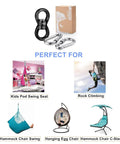 Beefy Black Swing Swivel With 360 Degree Rotation, Industrial Grade Hanging Accessory shown with swing, climbing use examples