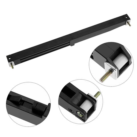 Barn Door Soft Close Kit For Barn Wood Doors With Spring Buffer Damper And Sliding Rail Mechanism Quiet Smooth Closing Oil Free Design Noise Reduction Durable Furniture Accessory showing rail and damper close-up.