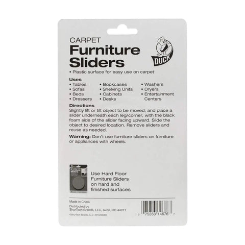 Heavy Duty Round Plastic Carpet Furniture Sliders Glide Your Couch Tables And Dressers Smooth As Butter Pads 3.5 Inches Wide Four Pack Browns backside directions and uses