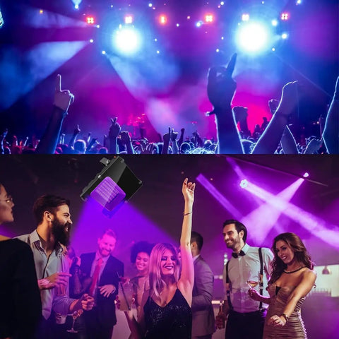 Waygor 600W Black Lights Outdoor - Commercial Black Light Flood Lights with UL Plug illuminating a lively party scene.