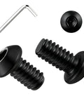 20 Pack 5/16-18x3/4 Button Head Socket Cap Screws Set In 304 Stainless Steel With Black Oxide Finish Full Thread, screws shown with hex key
