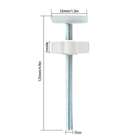Hella Sturdy Baby Gate Extender Kit Four Pack M8 Threaded Spindle Rods, 125mm length, steel and plastic, hardware replacement part.