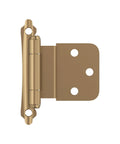 Solid Construction Self Closing Cabinet Hinges In Sweet Champagne Bronze 3/8 Inset close-up view for face frame doors.
