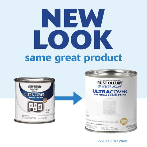 Painter's Touch Latex Paint Flat White Half Pint Eight Fluid Ounce Water Based Indoor Outdoor Coating New Look