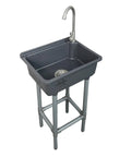 Easy Peasy Plastic Utility Sink Freestanding Laundry Tub 17 X 13 Inch Grey Slop Basin with faucet for home cleaning or garage use.