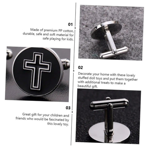 Cross Cufflinks For Men Black Titanium Steel Shirt Fasteners 1 Pair with eye-catching cross design in close-up
