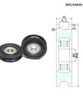 U Type Groove Bearing Wheel Set 8x40x10 Mm Nylon Track Guide Roller Pulley With 8 Mm Bore And 40 Mm Diameter on technical drawing
