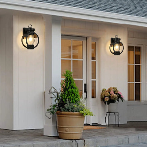 Outdoor Wall Light With Dusk To Dawn Sensor No Fuss Auto On Auto Off Waterproof Exterior Lamp In Matte Black Sconce