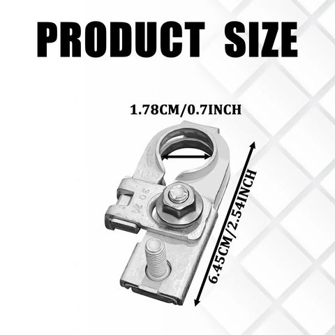 Heavy Duty Positive Battery Terminal Top Post Clamp With Cap And Nuts For Hyundai Kia Tight Bolt On Fits Like A Glove Boss Grade Upgrade 919803X010 size dimensions in centimeters and inches.