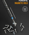 78 In 1 Magnetic Ratchet Screwdriver Set With Detachable T Handle And Diamond Faceted Grip holding screws with powerful magnetic hold.