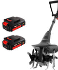 Cordless 20V Tiller Cultivator With 8 Inch Wide Steel Tines Battery Powered Garden Cultivator With Dual 2Ah Batteries And Charger