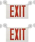 6 Pack Red LED Exit Sign with Battery Backup and Emergency Lighting, Dual Adjustable Heads, 120/277 VAC, Indoor Wall Ceiling Mount