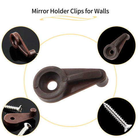 20 Pack Brown Plastic Glass Retainer Clips For Bathroom Mirrors And Cabinet Doors Heavy Duty Window Holders That Lock It Down Tight No Sweat Install With Pro Level Grip For Every Home Upgrade, single clip with screw.