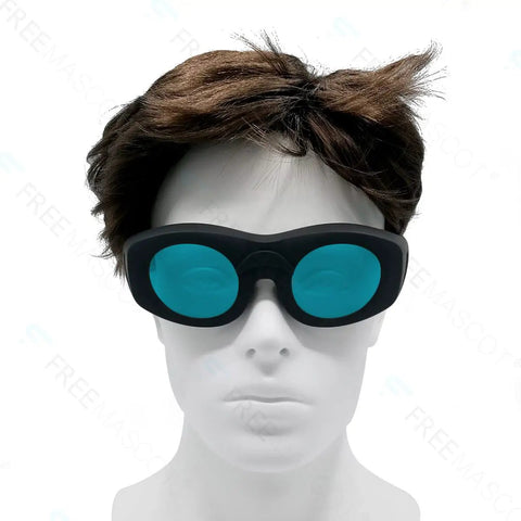 Premium Infrared Laser Safety Glasses Delivering Hefty Od 7 Plus Armor For 680 To 1100 And 1200 To 1380 Nanometer Waves worn by a mannequin.