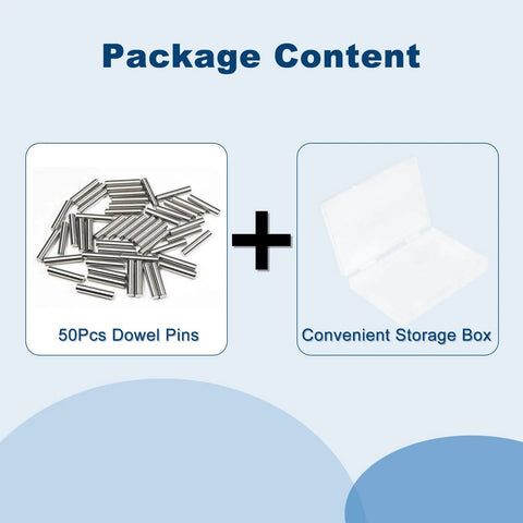 Image of 50 pieces of M5 X 30mm Dowel Pins, 304 Stainless Steel Cylindrical Locating Pins for shelves with storage box included.