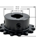 35B15 Type B Roller Chain Sprocket Five Eighths Inch Bore 15 Teeth ANSI 35 Hardened 1045 Steel Rust Resistant side view