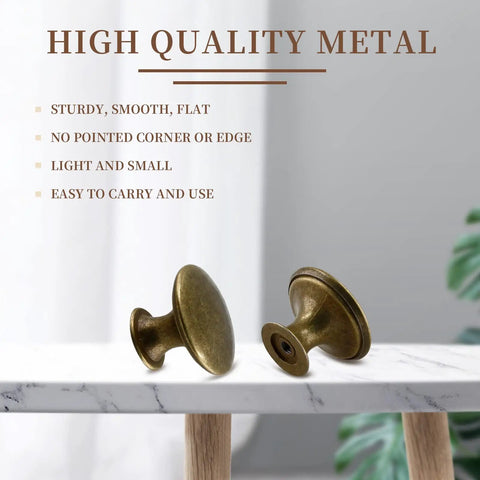 Brass Cabinet Knob Set Pack Of 12 With Mounting Screws Easy Install 1.18 Inch Round Drawer Knobs High Quality Metal