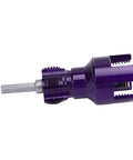 Half Inch Pipe Threading Tool With Precision Clean Cut Threader And Screw Extractor Set, metallic and purple detail view