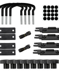 Rooftop Cargo Carrier Mounting Clip Kit With U Bolt Clamp Back Plate Quick Release Strap Protective Pad And Lock Nut For Cars And Vans Outdoor Roof Rack Accessory Black components layout
