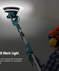 Person using Foldable Drywall Sander With LED Work Light and Auto Vacuum, 750W Motor, 6 Speed Settings 800-1750 RPM on ceiling