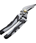 Rugged Thickened Steel Snips With Anti Rust Coating For Smooth Accurate Metal Cuts On Aluminum And Steel Strips Multi Purpose Cutting Tool Built For Pro Grade Precision And Long Lasting Sharpness With Easy Grip Handle, angled view
