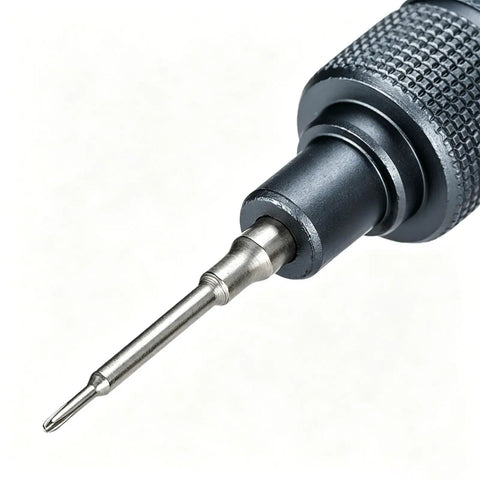 Close-up of Heavy Duty 0.6mm Triwing Screwdriver Equipped With A Smooth Swivel Spin Cap Crafted From Tough Aerospace Aluminum.