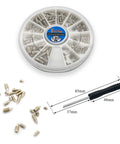 Top Shelf Metric Point Screws With Smooth Nickel Coating And Phillips Heads Build Heavy Duty Leather Belt Hardware Kits including 120 pieces in organized container with pocket driver.