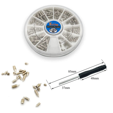 Top Shelf Metric Point Screws With Smooth Nickel Coating And Phillips Heads Build Heavy Duty Leather Belt Hardware Kits including 120 pieces in organized container with pocket driver.