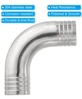 Heavy Duty One And A Half Inch 90 Degree Hose Barb Fitting Stainless Steel 304 Elbow Connector For Pneumatic And Hydraulic Systems Universal Barbed Adapter 38.1 mm Od One Piece, polished