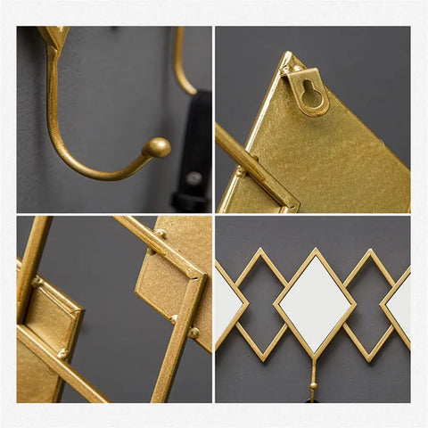 Heavy Duty Wall Mount Coat Hooks Built Tough For The Daily Grind Rustproof And Scratch Resistant Wall Rack close-up of gold hooks and mounting details.