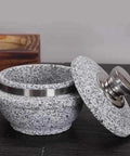 Heavy Duty Granite Stone Bowl With Lid And Wood Base For Korean Cuisine Retains Heat Like A Pro Durable Casserole Style Pot 8 Inch