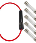 Beefy 250V Inline Fuse Holder Set With Six 6X30mm 1A Glass Fuses Bakelite Build High Heat Insulation Sweet Protection For Automotive Car Audio Gear And Home Projects Nifty Solution with a red wire and clear glass fuses.