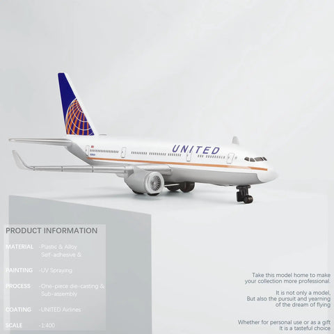 1/400 Diecast United Airlines Airplane Model For Collectors And Display Dope Realistic Miniature Jet With Durable Metal