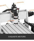 Beefy 3 Axis 3040 CNC Router Engraver With USB Port ER11 500W showing spindle and stepper motors, metal frame.